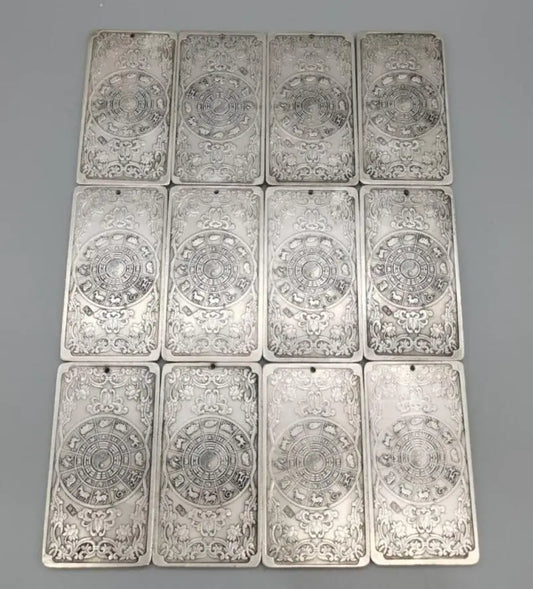 China White copper Twelve zodiac statue amulet Pendant