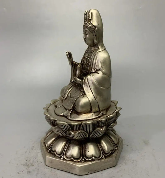 China White copper archaize Guanyin bodhisattva crafts statue