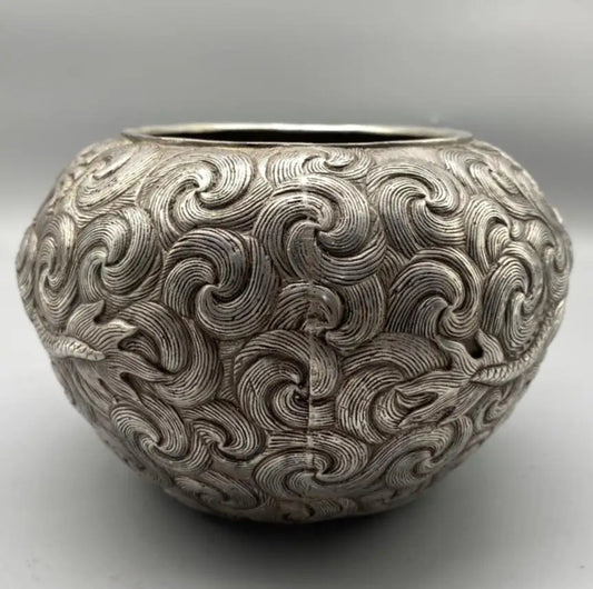 China White copper archaize dragon tank crafts statue
