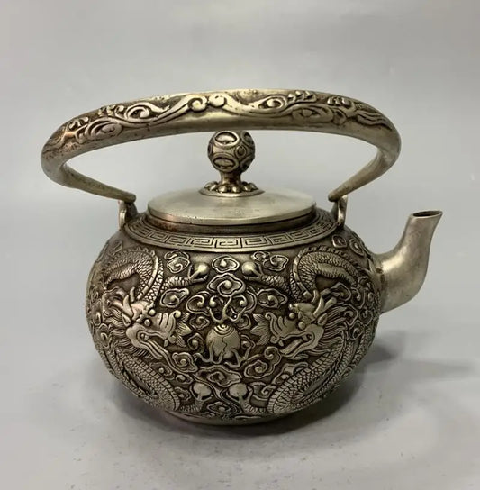 China White copper archaize dragon teapot crafts statue