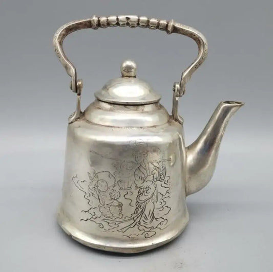 China White copper archaize fairy teapot crafts statue