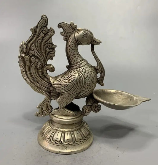 China White copper archaize phoenix wax candlestick crafts statue