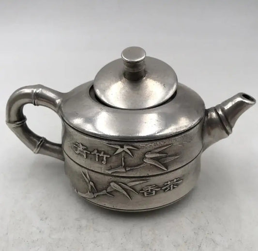 China White copper bamboo teapot crafts statue