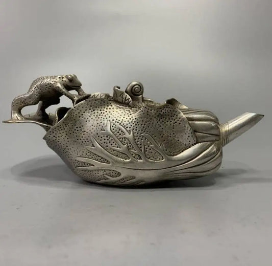 China White copper cabbage teapot crafts statue