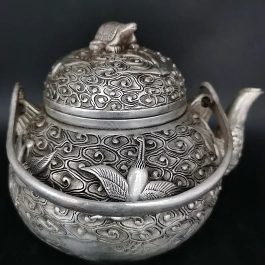 China White copper crane teapot crafts statue
