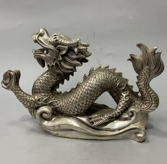 China White copper dragon crafts statue