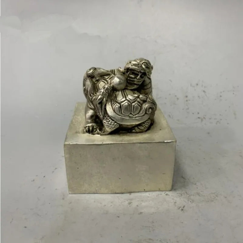 China White copper dragon turtle seal crafts statue