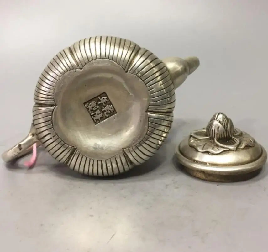 China White copper lotus teapot crafts statue