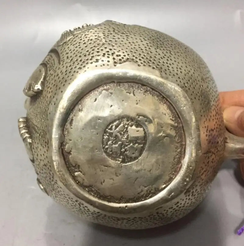 China White copper maitreya Buddha teapot crafts statue