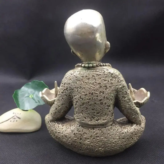 China White copper monk wax candlestick crafts statue