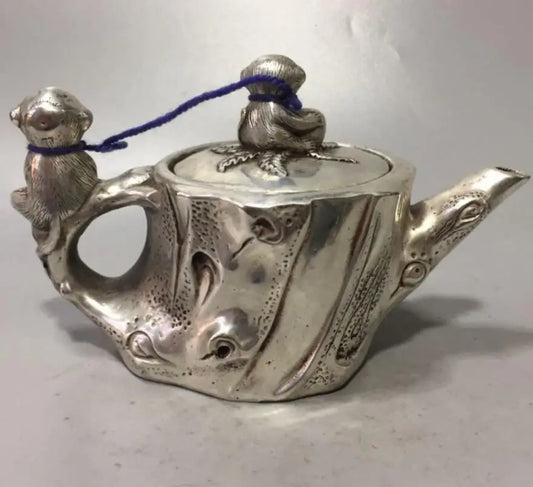 China White copper monkey teapot crafts statue