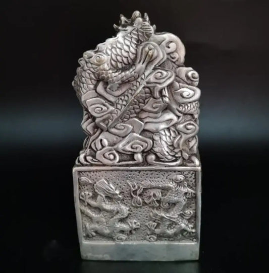 China White copper nine dragon seal crafts statue