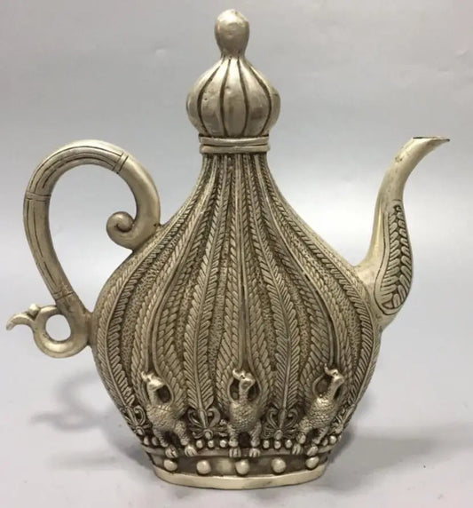 China White copper peacock teapot crafts statue