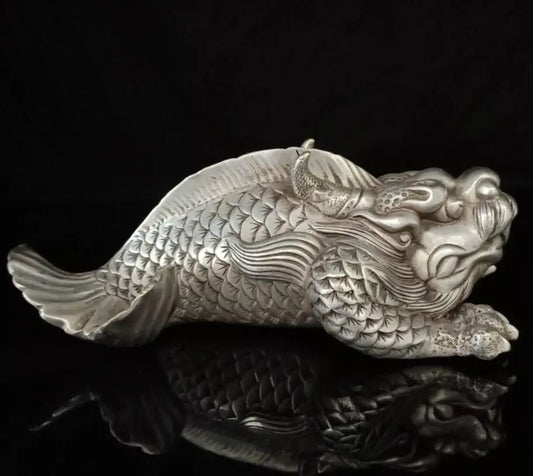 China White copper recruit wealth arowana crafts statue