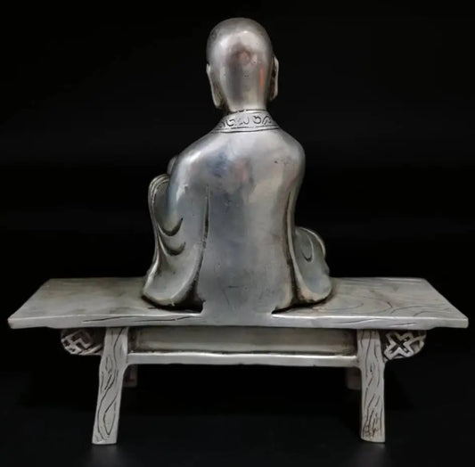 China White copper sit Bench Buddha crafts statue