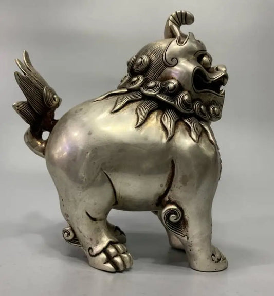 China White copper unicorn Incense burner crafts statue