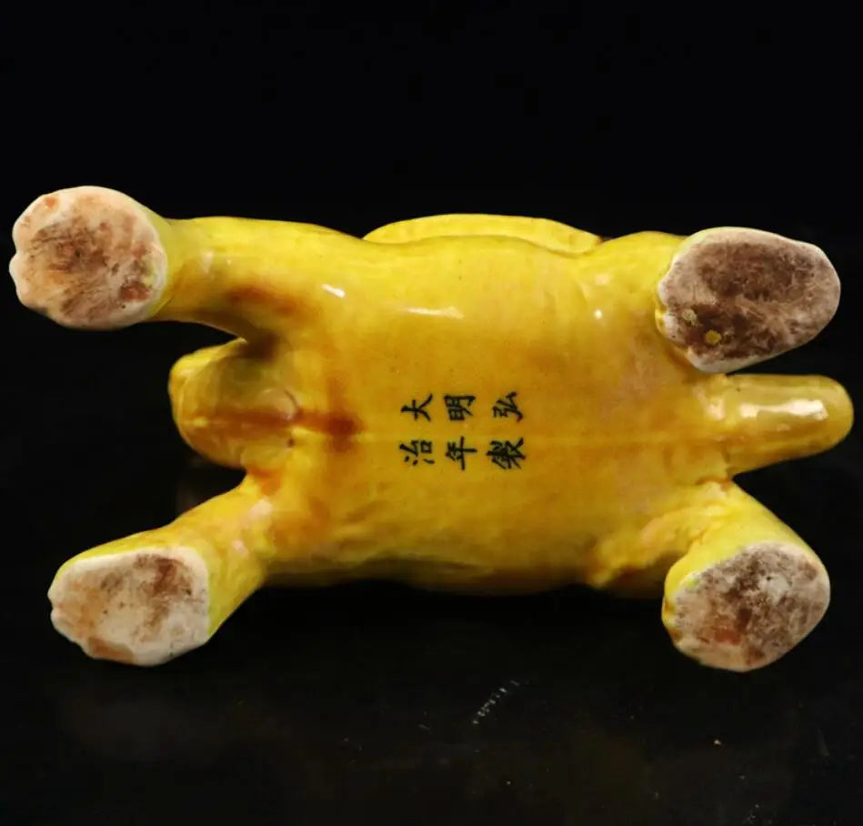 China Yellow glaze ceramic dragon turtle crafts statue