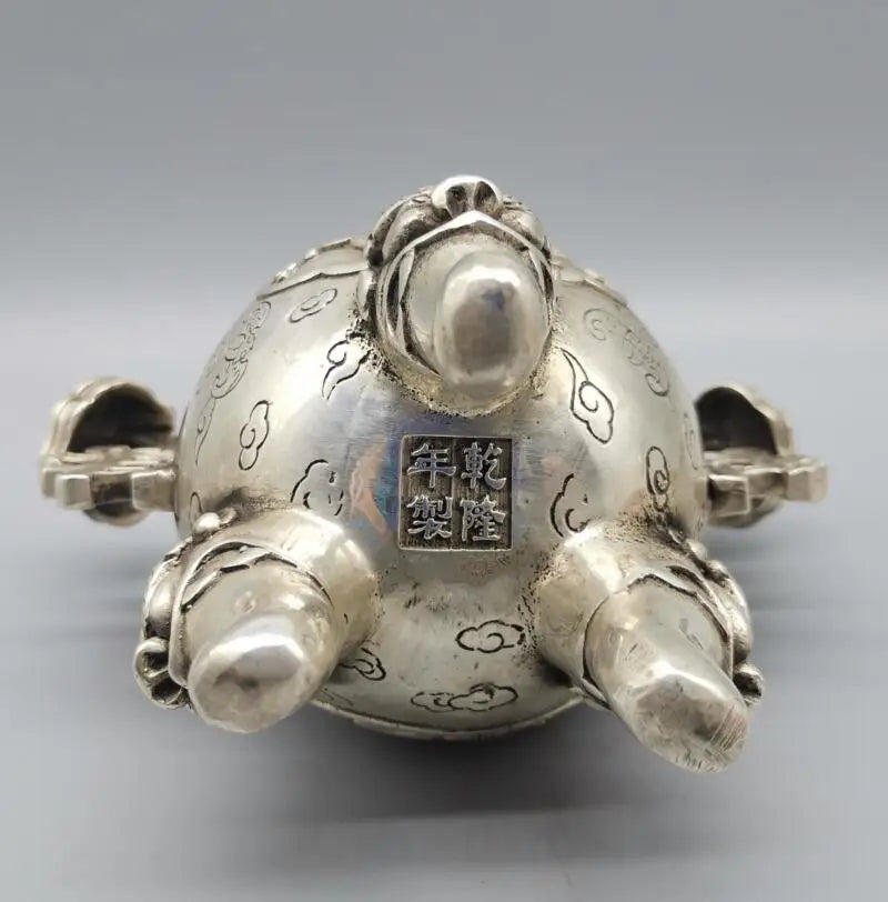 China archaize White copper Kirin Incense burner crafts statue