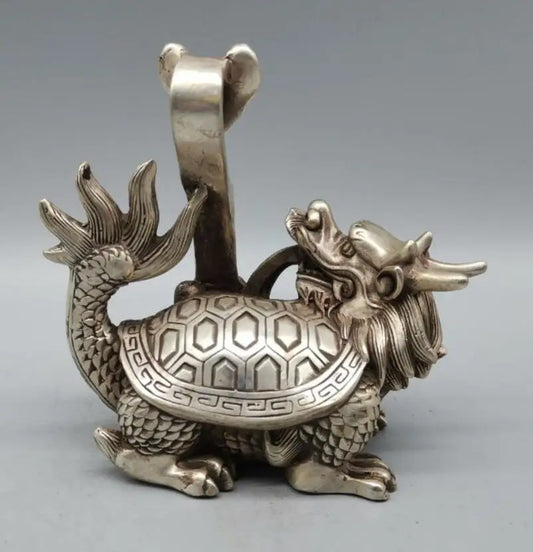 China archaize White copper dragon turtle crafts statue