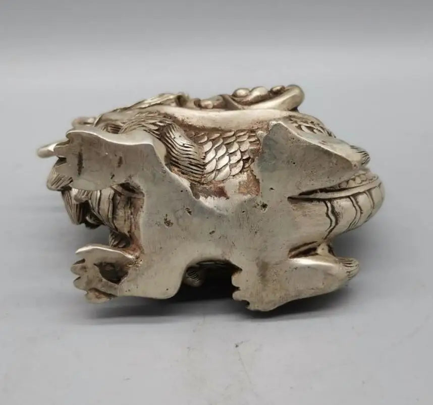 China archaize White copper dragon turtle crafts statue