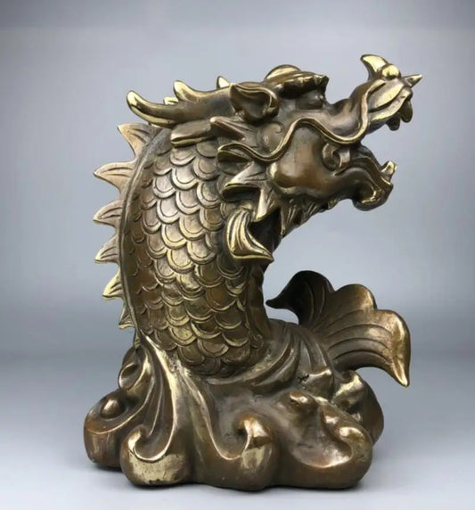China archaize brass Dragon fish crafts statue