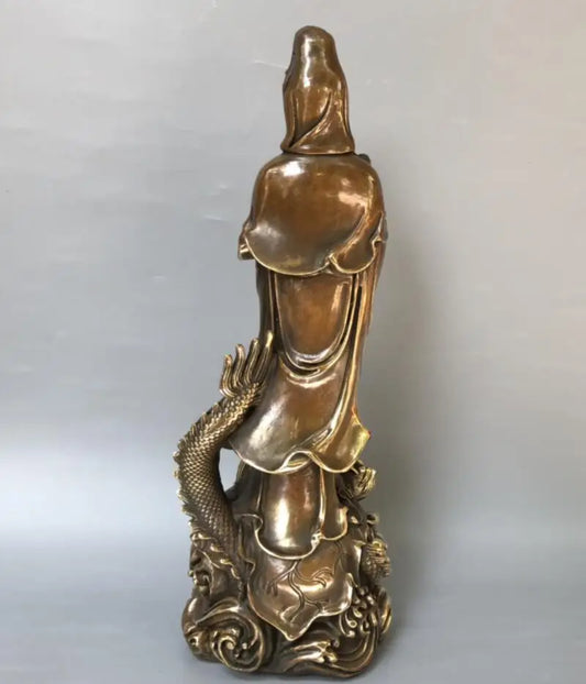 China archaize brass Guanyin bodhisattva Buddha crafts statue
