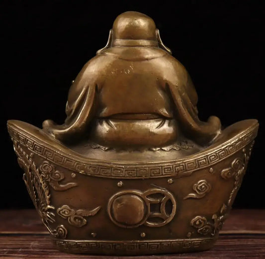 China archaize brass Ingots maitreya Buddha crafts statue