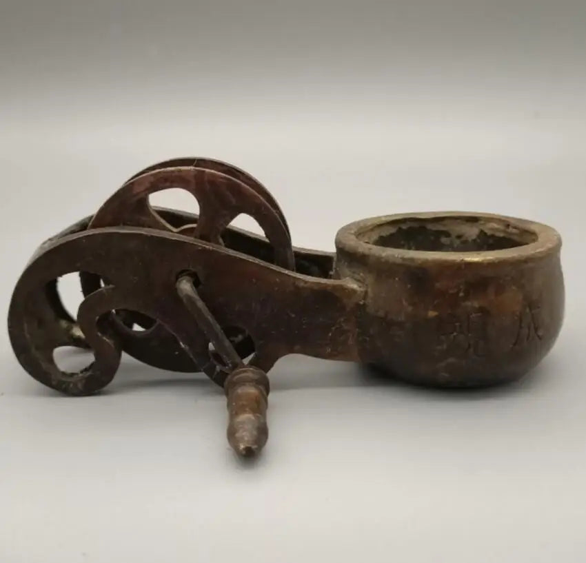 China archaize brass Woodworking tools Ink fountain crafts statue