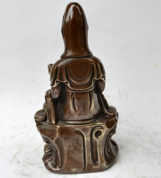 China archaize brass child Guanyin Buddha crafts statue