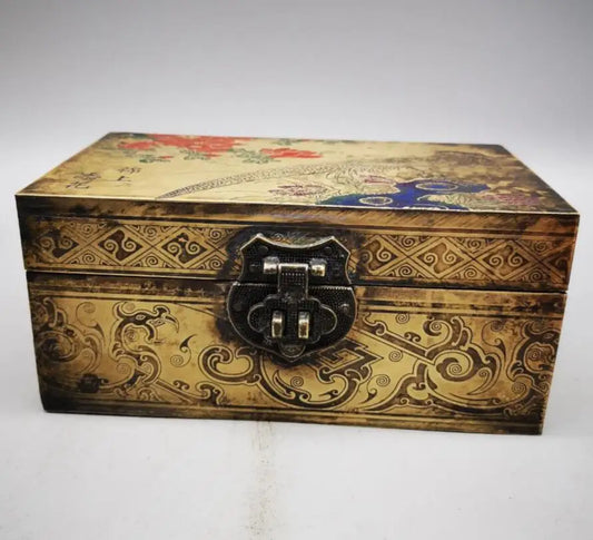 China archaize brass jewelry box crafts statue