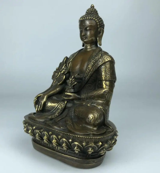China archaize brass pharmacist Buddha crafts statue