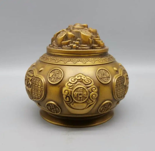 China archaize brass treasure bowl crafts statue