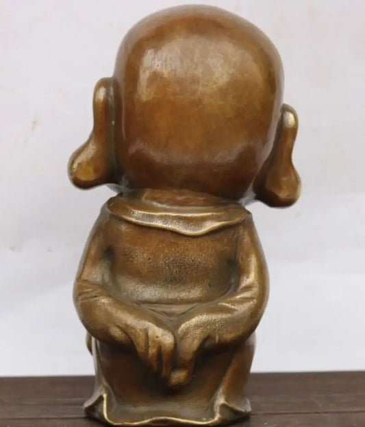 China brass Big head Buddha crafts statue