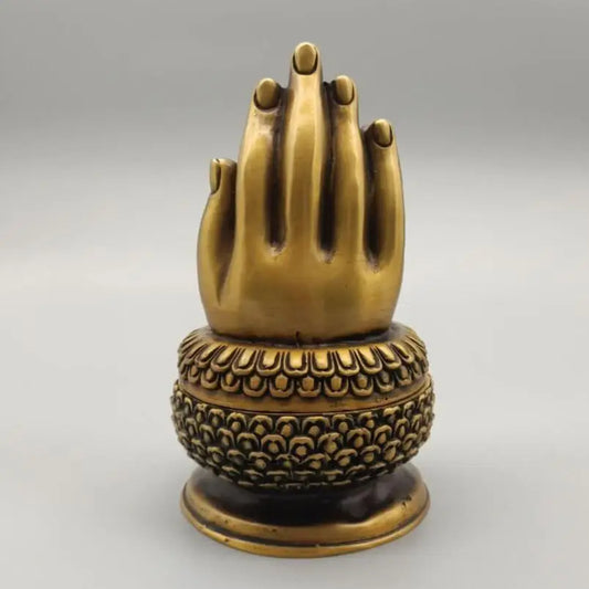 China brass Buddha hand Incense burner crafts statue