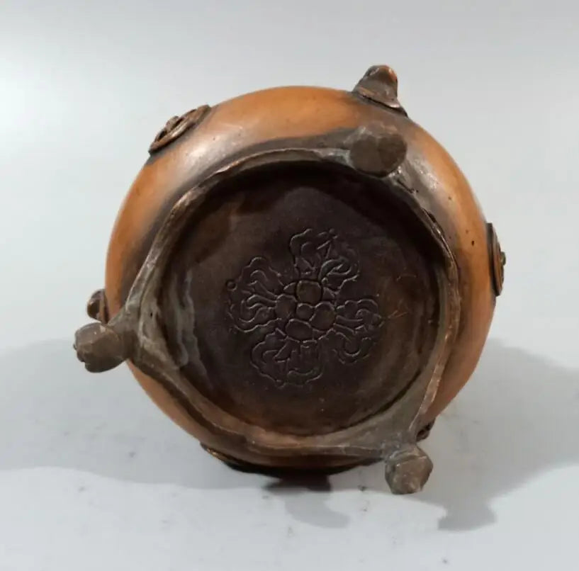 China brass Buddha lid incense burner crafts statue