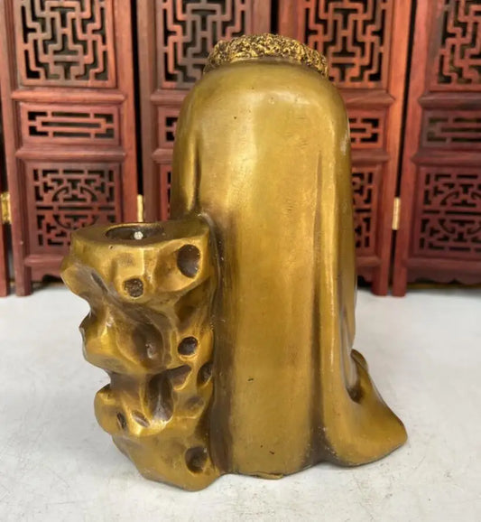 China brass DARUMA Patriarch Backflow Incense Burner crafts statue