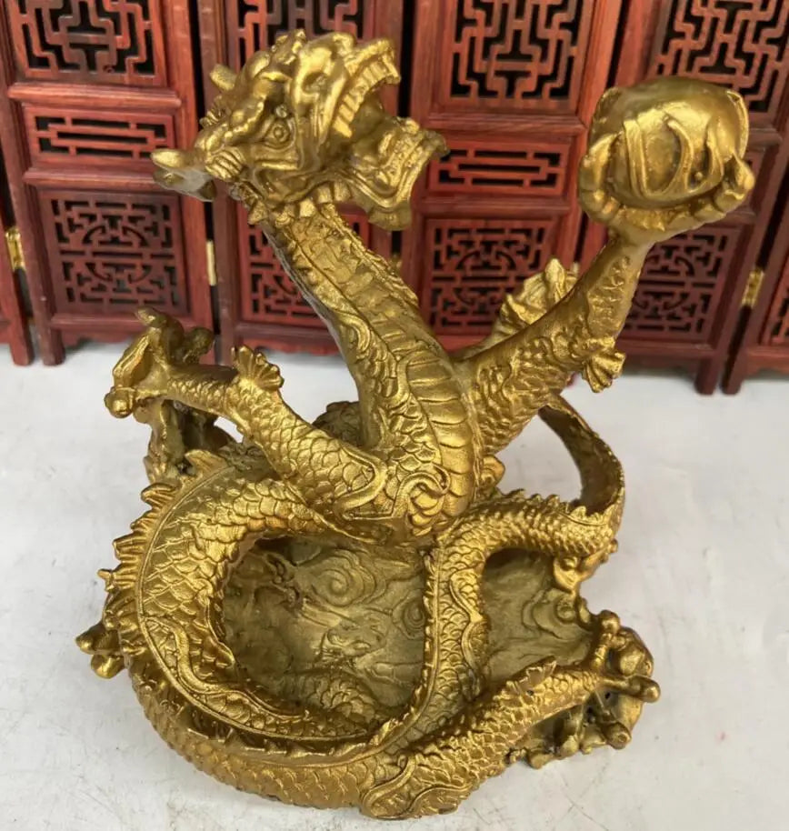 China brass Feng Shui recruit wealth dragon crafts statue