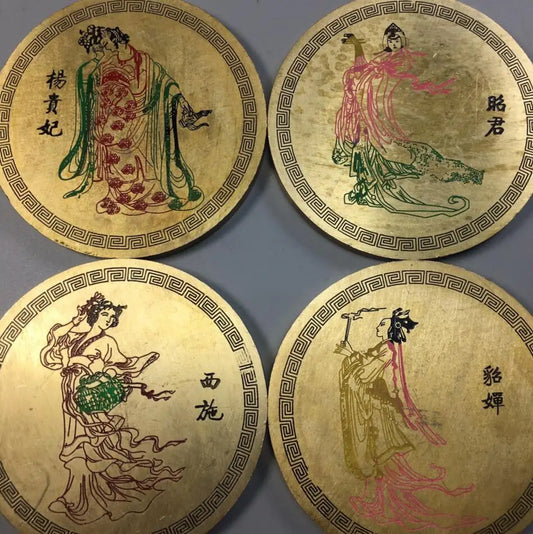 China brass Four beautiful women paper weight crafts statue A set