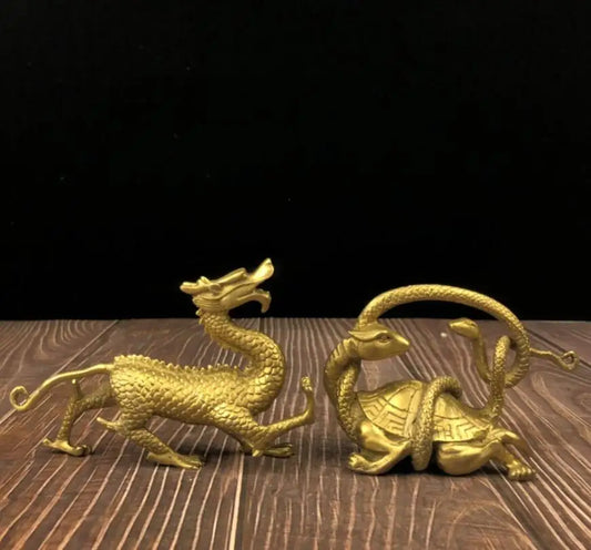 China brass Four great god beast crafts statue A set