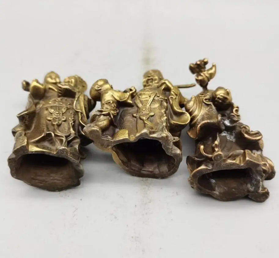 China brass Fu lu shou small crafts statue A set