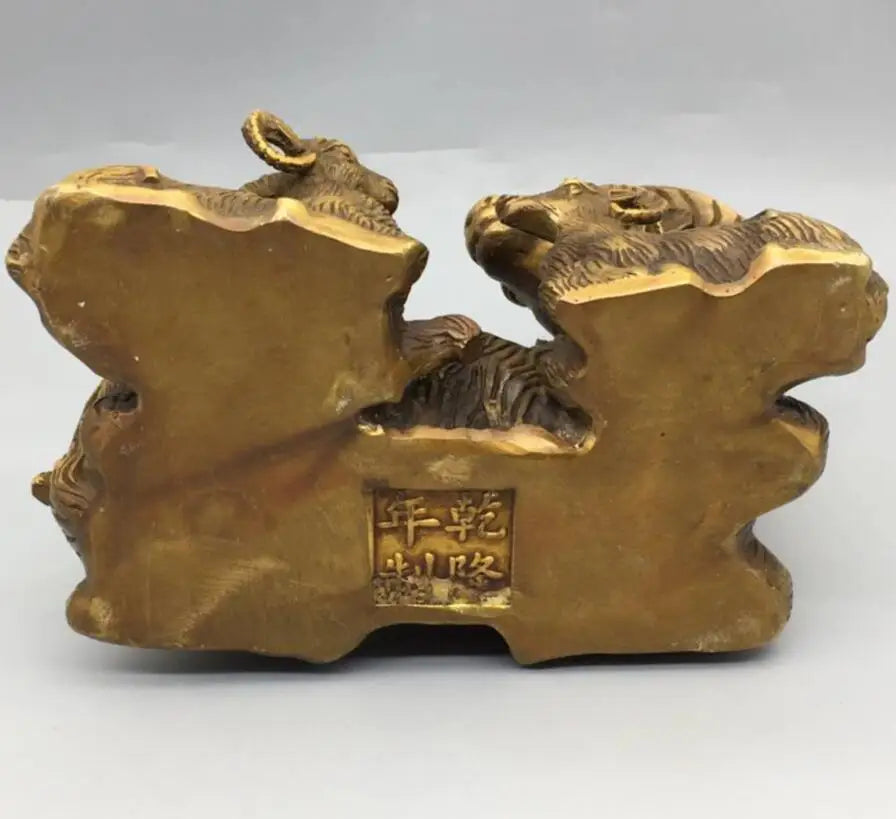 China brass Fu lu shou three sheep crafts statue