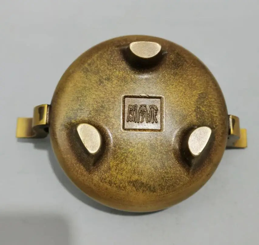 China brass Hollow out lid Incense burner crafts statue