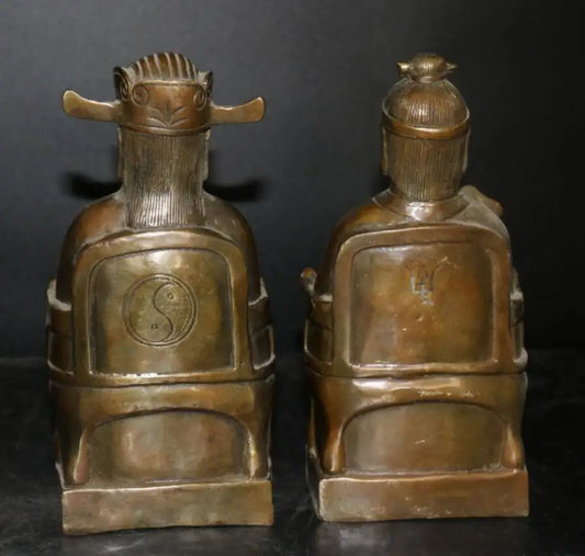 China brass Kitchen God grandpa and Kitchen God grandma crafts statue