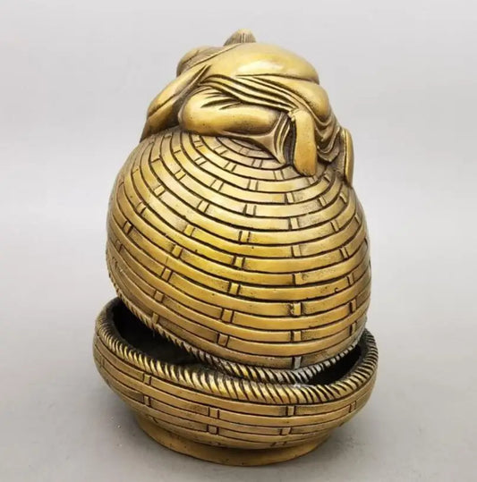 China brass Lotus flower Two Fairy crafts statue