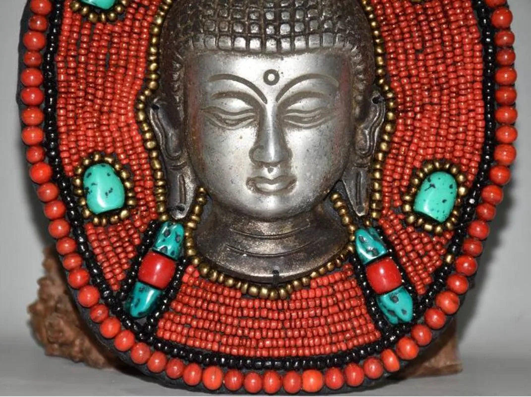 China brass Nepal Buddha head crafts statue