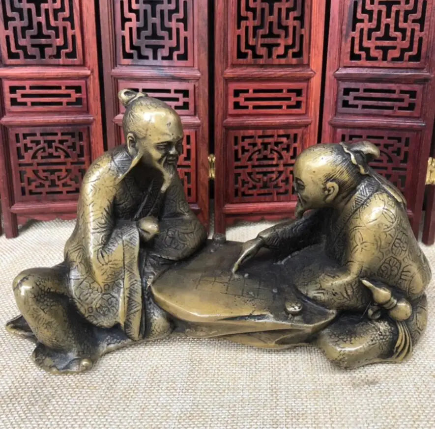 China brass Playing chess old man crafts statue