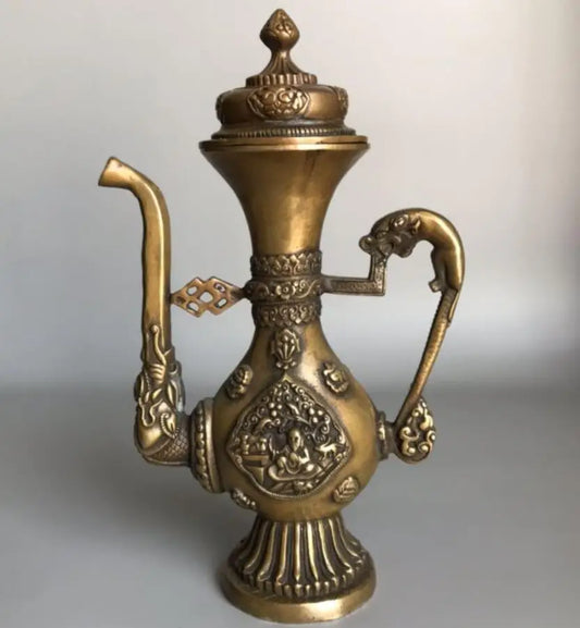 China brass Qianlong wine pot crafts statue