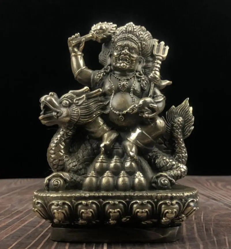 China brass Ride dragon Tibetan Buddha crafts statue