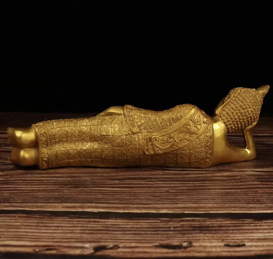 China brass Sakyamuni sleep Buddha crafts statue