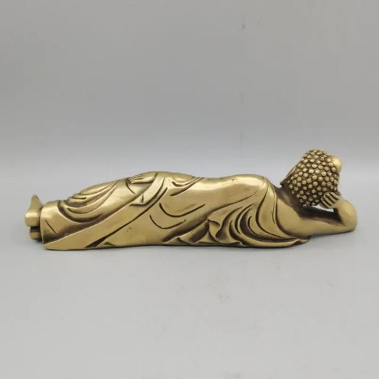 China brass Sakyamuni sleep Buddha crafts statue